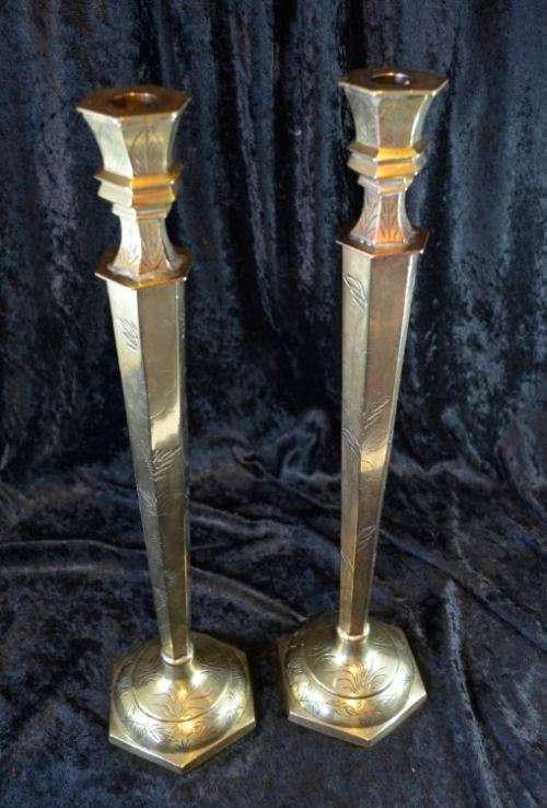LARGE CHINESE SOLID BRASS CANDLE STICKS - from SUEZYT