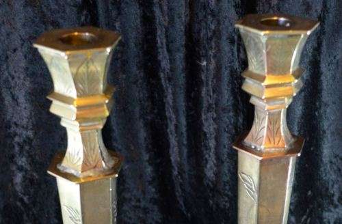 LARGE CHINESE SOLID BRASS CANDLE STICKS - from SUEZYT