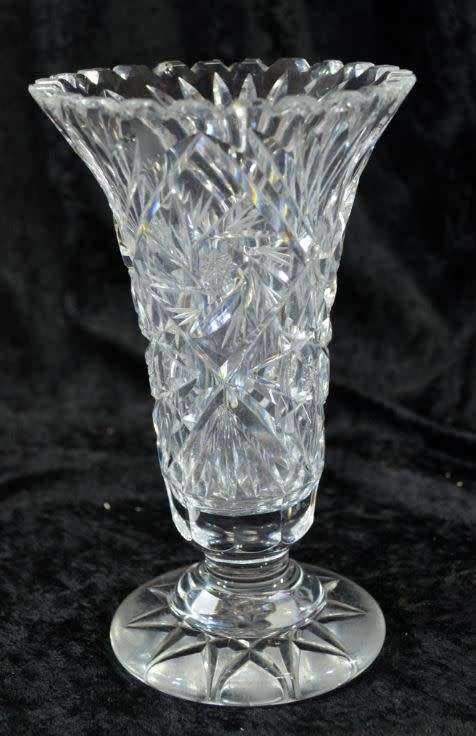 TALL CUT CRYSTAL VASE - SLIGHT DAMAGE - from SUEZYT