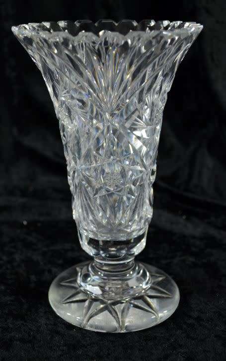 TALL CUT CRYSTAL VASE - SLIGHT DAMAGE - from SUEZYT