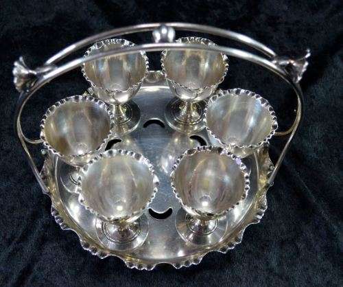 JOSEPH RODGERS (SHEFFIELD) EPNS 6 EGG HOLDER SERVER CRUET - ANTIQUE - from SUEZYT
