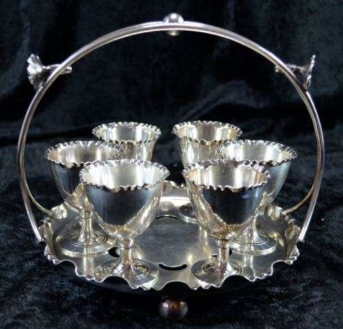 JOSEPH RODGERS (SHEFFIELD) EPNS 6 EGG HOLDER SERVER CRUET - ANTIQUE - from SUEZYT