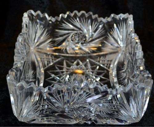 RESERVED FOR ANDREW 2 KILOS GORGEOUS SQUARE CUT CRYSTAL BOWL - from SUEZYT
