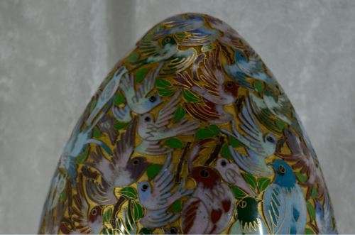 PERFECT 27CMS CHINESE CLOISONNE EGG ON STAND - from SUEZYT