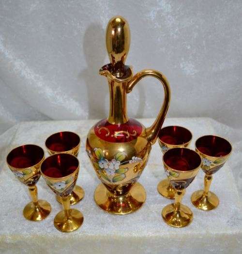 reserved for CNROLI - FABULOUS CRANBERRY GLASS DECANTER SET - from SUEZYT