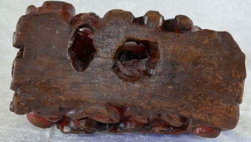 CHINESE CARVED WOODEN FOO DOG ROLLING BALL IN MOUTH - from SUEZYT