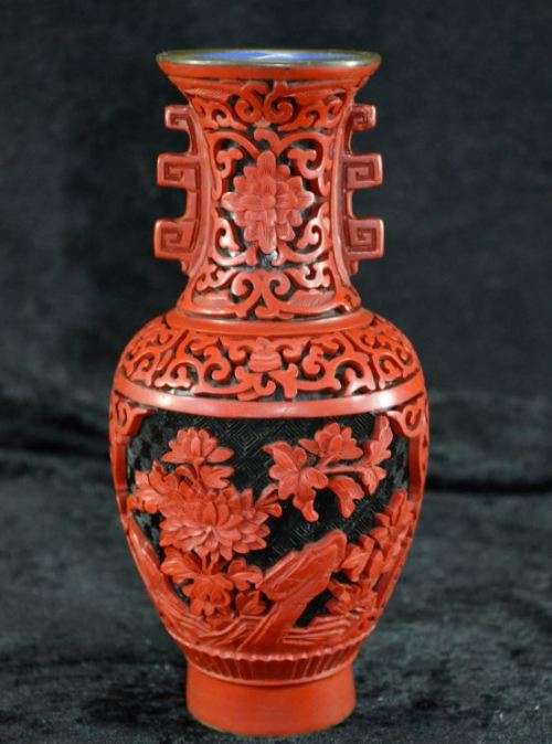 RESERVED FOR CULL1INGWORTH CHINESE CINNABAR VASE - from SUEZYT