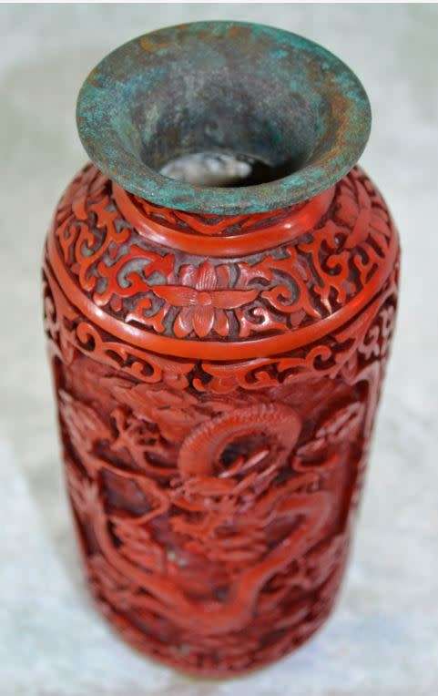 RESERVED FOR CULL1NGWORTH CHINESE CINNABAR VASE -  from SUEZYT