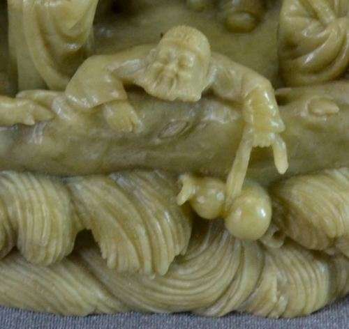 CARVED SOAPSTONE EIGHT CHINESE IMMORTALS ON A BOAT - from SUEZYT