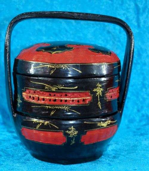 CHINESE HAND WOVEN HAND PAINTED DOUBLE TIER WEDDING BASKET - from SUEZYT