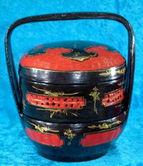 CHINESE HAND WOVEN HAND PAINTED DOUBLE TIER WEDDING BASKET - from SUEZYT
