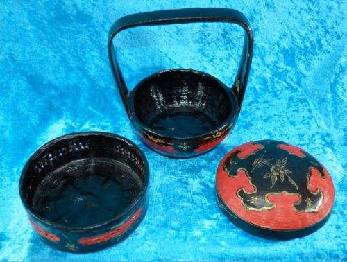 CHINESE HAND WOVEN HAND PAINTED DOUBLE TIER WEDDING BASKET - from SUEZYT