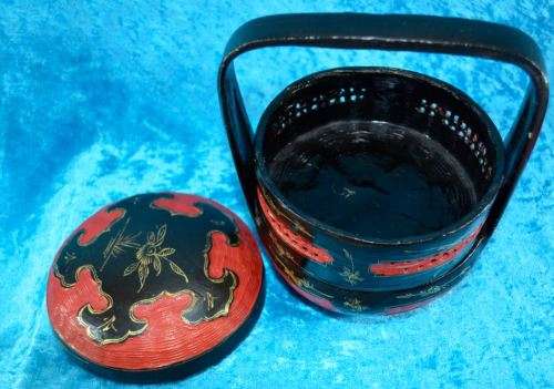 CHINESE HAND WOVEN HAND PAINTED DOUBLE TIER WEDDING BASKET - from SUEZYT