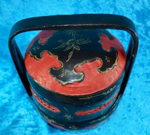 CHINESE HAND WOVEN HAND PAINTED DOUBLE TIER WEDDING BASKET - from SUEZYT