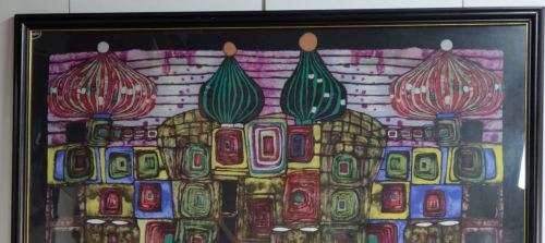 reserved for julie HUNDERTWASSER FRAMED BEHIND GLASS PRINT - from SUEZYT