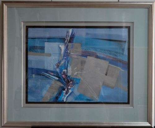 ABSTRACT PRINT - BLUE AND SILVER - from SUEZYT