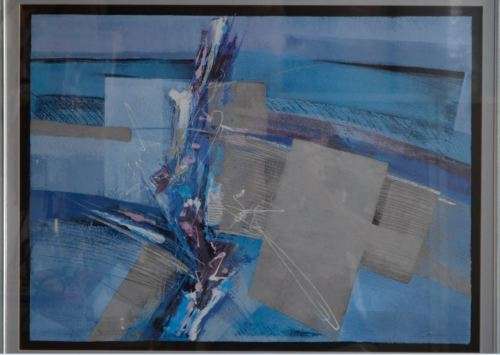 ABSTRACT PRINT - BLUE AND SILVER - from SUEZYT