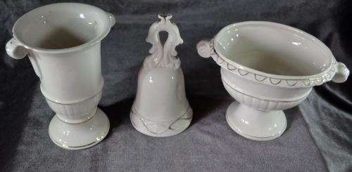 THREE PRETTY MATCHING PORCELAIN ORNAMENTS - from SUEZYT