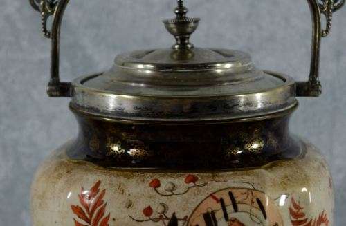 ANTIQUE ROYAL DOULTON BURSLEM BISCUIT BARREL (EPNS) - from SUEZYT