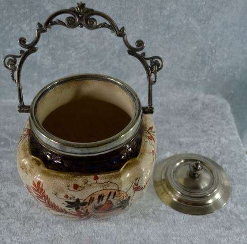 ANTIQUE ROYAL DOULTON BURSLEM BISCUIT BARREL (EPNS) - from SUEZYT