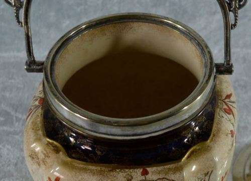 ANTIQUE ROYAL DOULTON BURSLEM BISCUIT BARREL (EPNS) - from SUEZYT