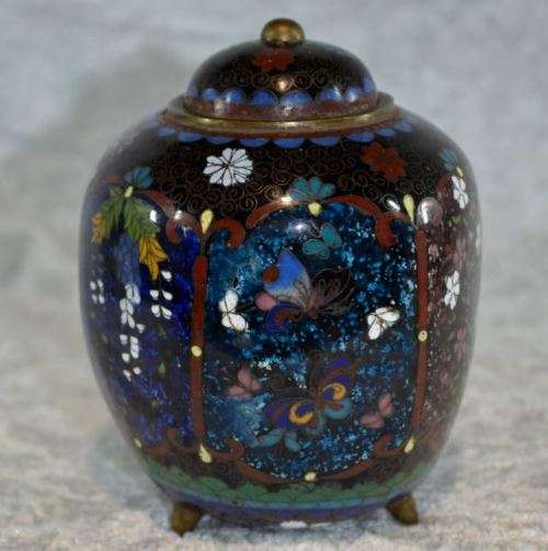 reserved for Natalie ANTIQUE MEIJI PERIOD 6-SIDED CLOISONNE TEA CADDY -  from SUEZYT