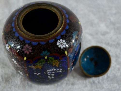 reserved for Natalie ANTIQUE MEIJI PERIOD 6-SIDED CLOISONNE TEA CADDY -  from SUEZYT
