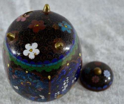 reserved for Natalie ANTIQUE MEIJI PERIOD 6-SIDED CLOISONNE TEA CADDY -  from SUEZYT