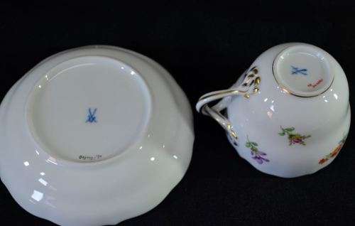 ANTIQUE MEISSEN FLORAL DEMITASSE DUO (#2) - from SUEZYT