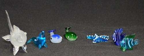 SET OF 7 MINIATURE VENETIAN GLASS SEA CREATURES - from SUEZYT