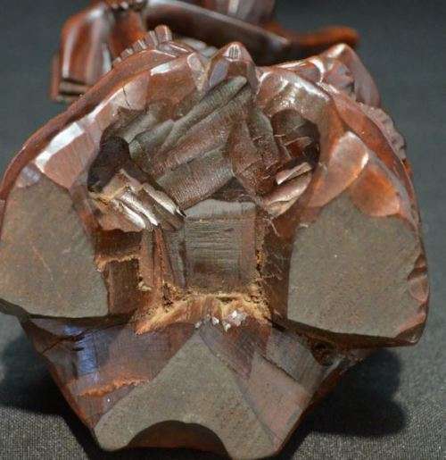 CHINESE WOOD CARVING OF A SKINNY ARHAT - from SUEZYT