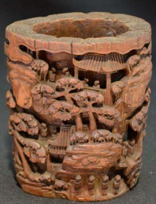 CHINESE BRUSH POT - ANTIQUE BAMBOO - from SUEZYT