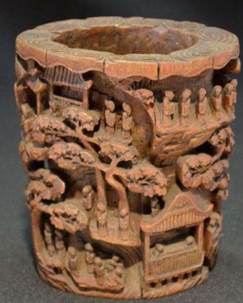 CHINESE BRUSH POT - ANTIQUE BAMBOO - from SUEZYT