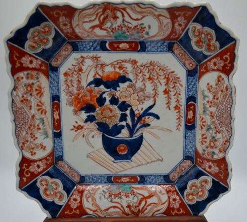 ANTIQUE JAPANESE IMARI SQUARE CHARGER - from SUEZYT