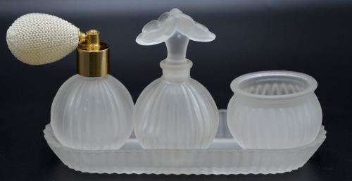 FOUR PIECE FROSTED GLASS DRESSING TABLE SET - from SUEZYT