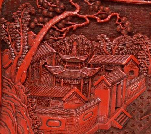 LARGE CHINESE CINNABAR LACQUER TRAY - from SUEZYT