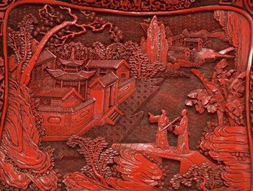 LARGE CHINESE CINNABAR LACQUER TRAY - from SUEZYT