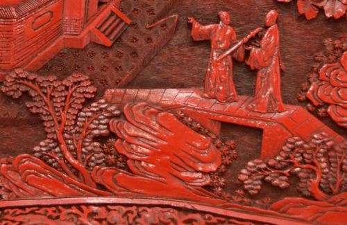 LARGE CHINESE CINNABAR LACQUER TRAY - from SUEZYT