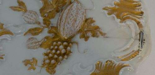 MEISSEN ANTIQUE  ROCOCO GOLD GILT BOWL - STAPLE REPAIR - from SUEZYT