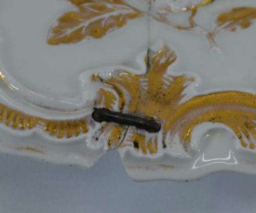 MEISSEN ANTIQUE  ROCOCO GOLD GILT BOWL - STAPLE REPAIR - from SUEZYT