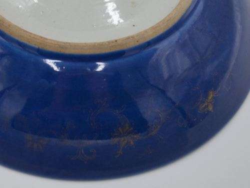 CHINESE GILT IMPERIAL DRAGON BLUE GLAZE CHARGER - from SUEZYT