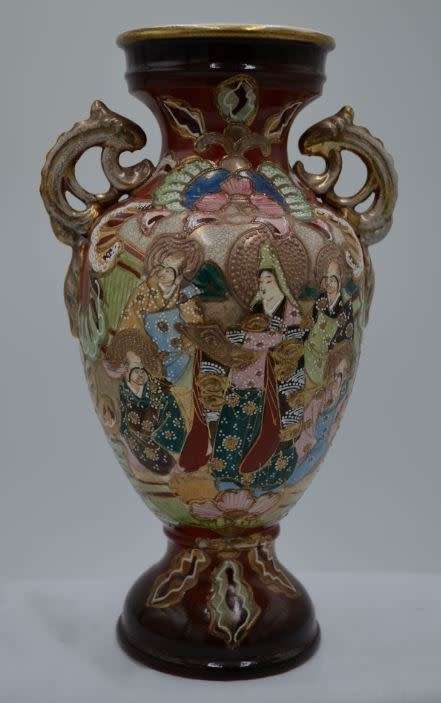 PAIR OF JAPANESE SATSUMA MORIAGE VASES-  from SUEZYT