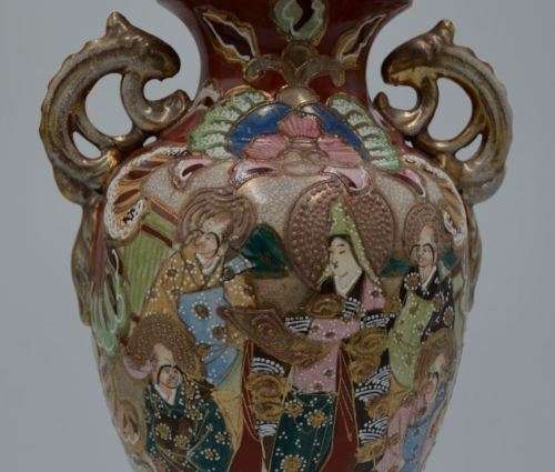 PAIR OF JAPANESE SATSUMA MORIAGE VASES-  from SUEZYT