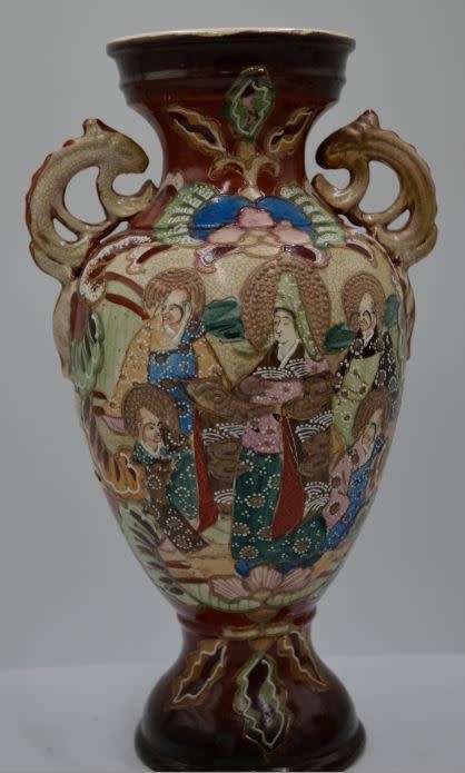 PAIR OF JAPANESE SATSUMA MORIAGE VASES-  from SUEZYT