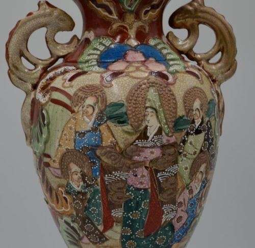 PAIR OF JAPANESE SATSUMA MORIAGE VASES-  from SUEZYT