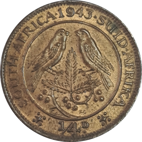 1943 SA Union `Quarter PENNY`   1/4D  Red  (Marked Down !!!)