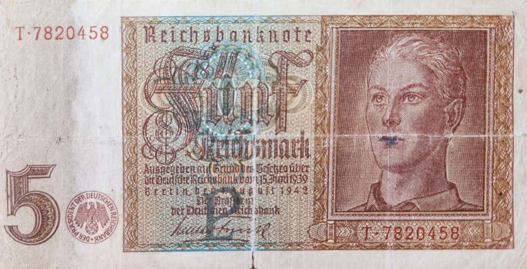 5 MARK - 1942  - German Reichsmark  WWII