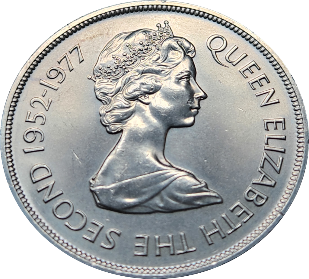 25 (Twenty Five) Pence - 1977 - Bailiwick of JERSEY - Coin is A/UNC  inside plastic protection.