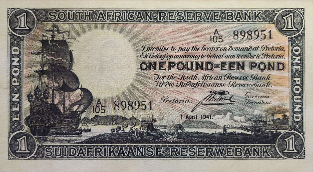 1 (ONE) POUND - 1st April 1941 - ENG/AFR - A105 898951 - First Issue - J POSTMUS