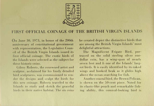 1974 British Virgin Islands PROOF Set including silver Dollar